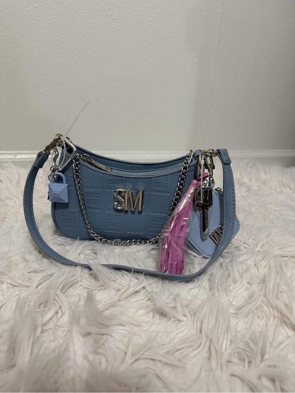 Steve Madden Blue Logo Charm Shoulder Bag Y2K